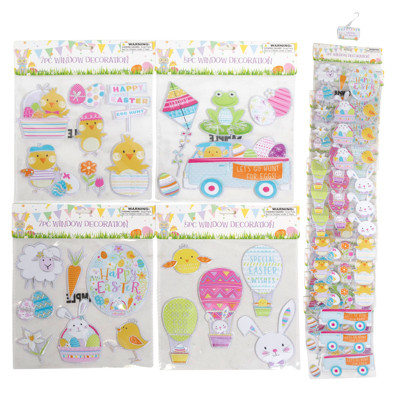WINDOW STICKER EASTER 4AST ON 12PC DISPLAY STRIP