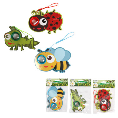 INSECT SHAPED BUG VIEWER TOY 3AST BEE/LADYBUG/GRASSHOPPER W/WRIST STRAP/PBH