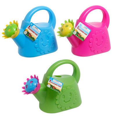 WATERING CAN W/FLOWER SPOUT KIDS PLASTIC TOY 3AST COLORS/BEACH OR GARDEN USE/HT