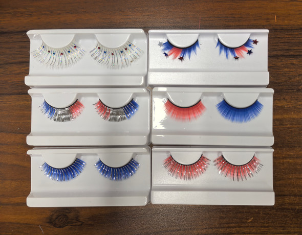 PATRIOTIC FAUX EYELASHES 6AST/WINDOW BOX 12PC MDSGSTRIP 14+