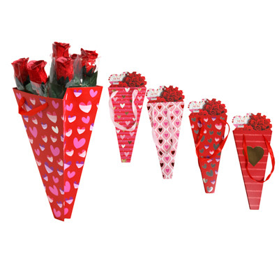 GIFT BAG FOR VALENTINE BOUQUET W/HOTSTAMP PRINT 4AST/15 X 7.48IN/LABEL