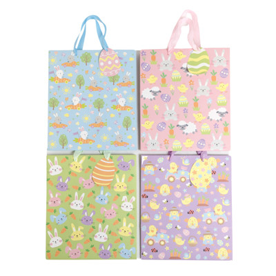 GIFT BAG EASTER XL W/EXTRA WIDE GUSSET 4AST 10.6 X 12.6 X 7.75IN MATTE FINISH/LABEL