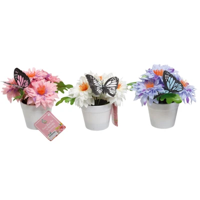 FLORAL DECOR FAUX IN POT W/BUTTERFLY/HT