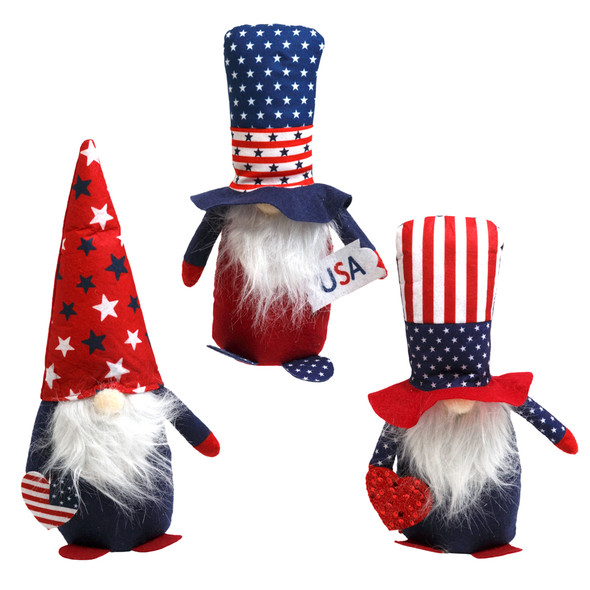 GNOME PATRIOTIC FELT TABLE DECOR 3AST/HT
