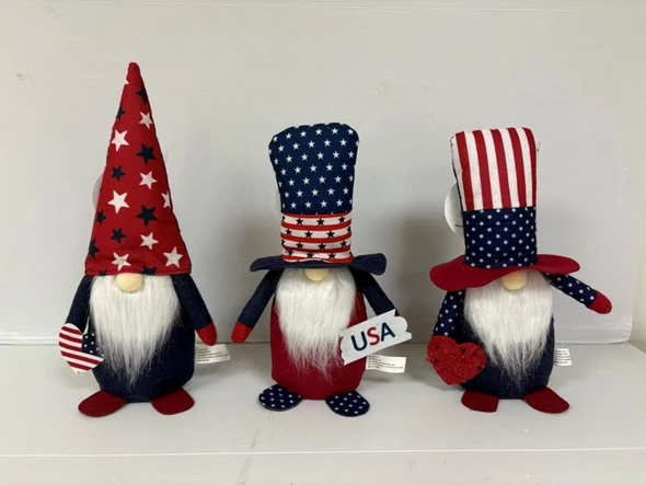GNOME PATRIOTIC FELT TABLE DECOR 3AST/HT