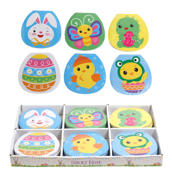 NOTEPAD DIECUT SELFSTICK EASTER 50SHT 6AST/24PC PDQ