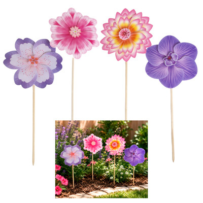 JUMBO PINWHEEL FLOWER 4AST 12IN DIA X 30IN L CASE CUT DISPLAY