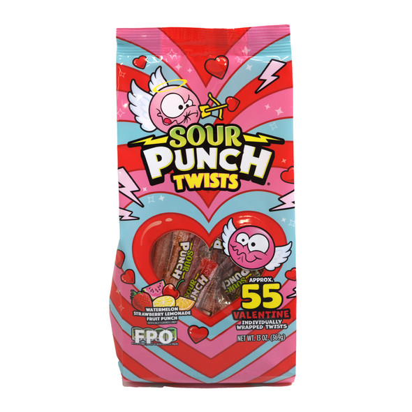 SOUR PUNCH VALENTINE TWISTS 13 OZ GUSSETED BAG COUNTER DISPLAY
