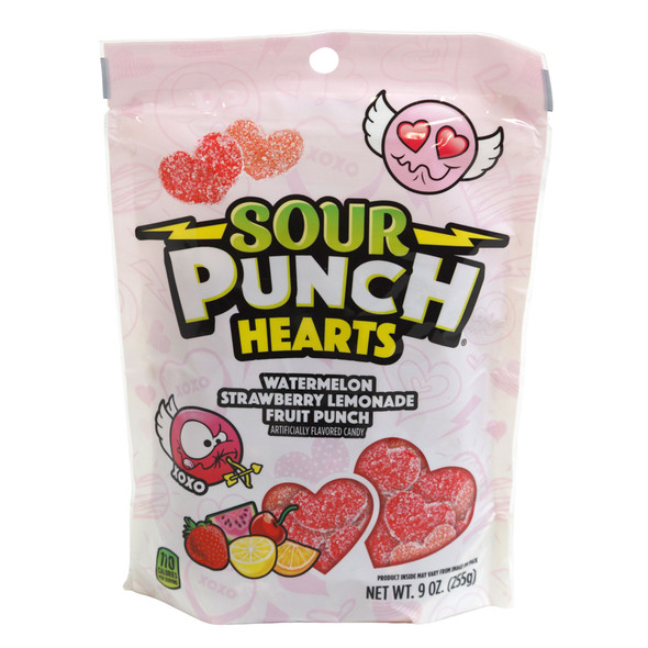 SOUR PUNCH HEARTS 9 OZ STAND UP BAG COUNTER DISPLAY