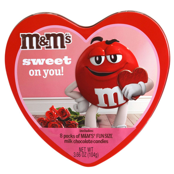 M&M HEART TIN 3.66 OZ COUNTER DISPLAY