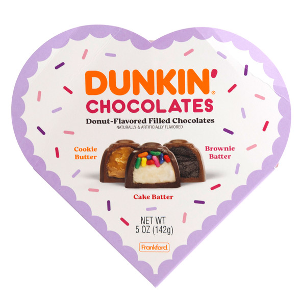 DUNKIN CHOCOLATES ASSORTED HEART BOX 5 OZ COUNTER DISPLAY