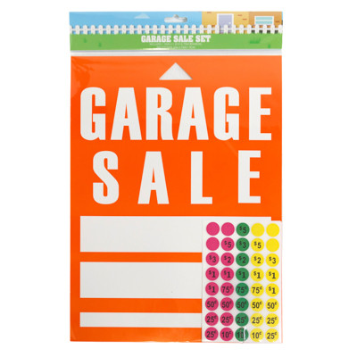 GARAGE SALE SET 1 11.8 X 15.75 CARDBOARD SIGN + 200 PRICE STICKERS IN PBH