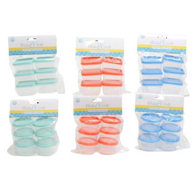 MINI STORAGE CONTAINER PLASTIC 6PK/3AST COLORS SQUARE/ROUND/PBH