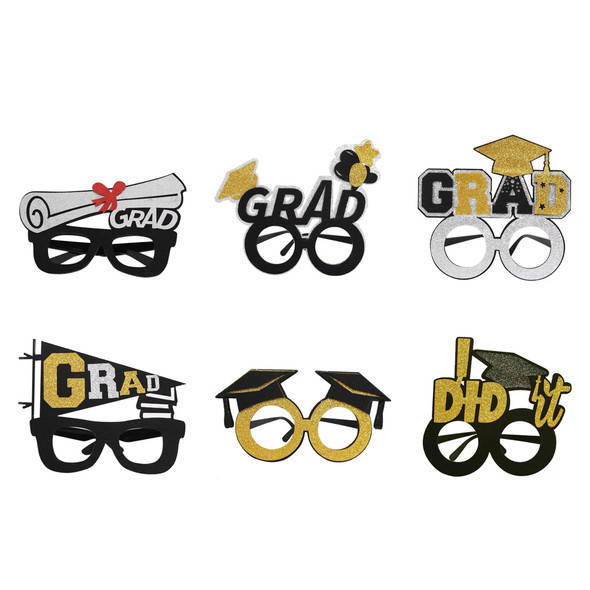 GLASSES NOVELTY GRADUATION 6AST STYLES NO LENS GLITTER FABRIC TCD