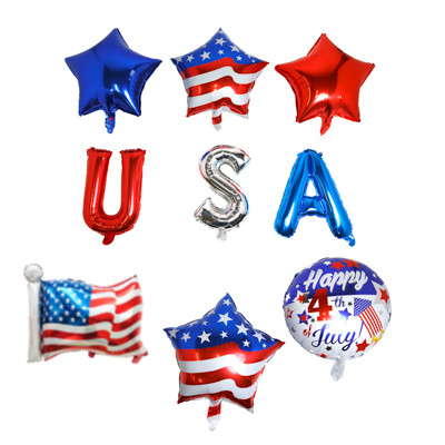 BALLOON FOIL PATRIOTIC 5AST 2PK STARS PRINT & SOLID/FLAG/USA/2PK PRINTED ROUND PB/INS