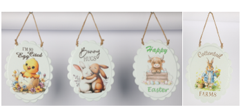 WALL PLAQUE EASTER OVAL METAL 4AST PRINTS 6X8IN EA/HT