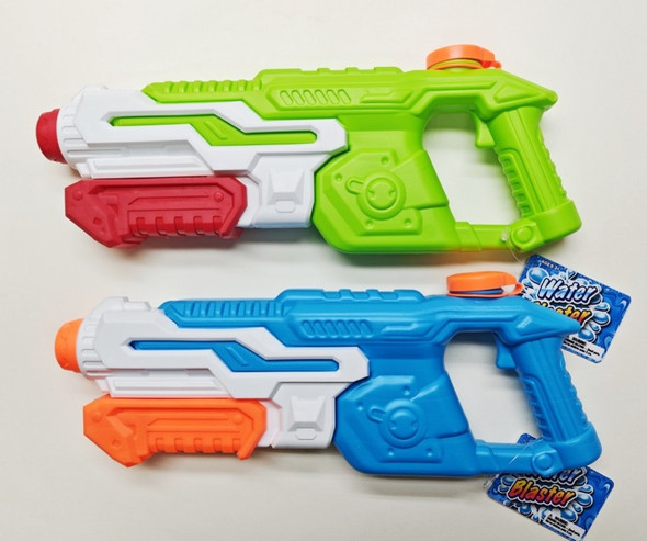 WATER GUN PUMP ACTION 14IN 2AST IN 12PC PDQ EA W/HT