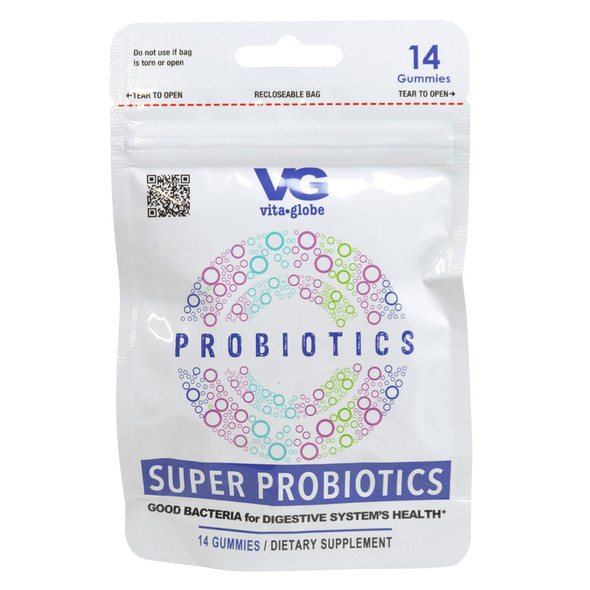 VITAMIN 14CT GUMMIES SUPER PROBIOTIC EXPIRY DATE 10/2027 IN 24PC PDQ DISPLAY PEGGABLE BAG VITA GLOBE