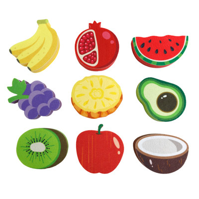 KITCHEN SPONGES FRUIT SHAPE 3 LAYER 9AST/27PC PDQ EA/HT