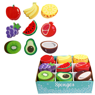 KITCHEN SPONGES FRUIT SHAPE 3 LAYER 9AST/27PC PDQ EA/HT