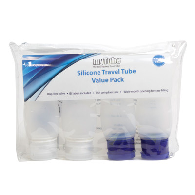 TRAVEL KIT 4PC SET SILICONE BOTTLES 4-3OZ TUBES