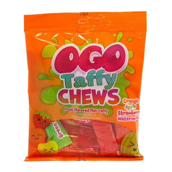 OGO FRUIT FLAVORED TAFFY CHEWS 5 OZ PEG BAG