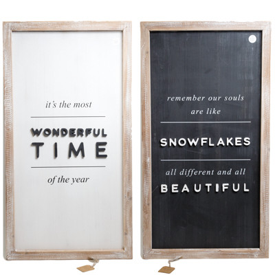 WALL SIGN 10X10X2 WONDERFUL/SNOWFLAKES REVERSIBLE WOOD (100.00)