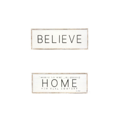 WALL SIGN 47X17X1.5 BELIEVE/HOME REVERSIBLE SIGN (100.00)