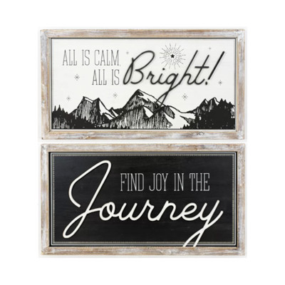 WALL SIGN 37X20X2 BRIGHT/JOURNEY REVERSIBLE WOOD (130.00)