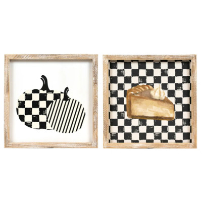 WALL SIGN 10X10X1.5 PUMPKIN/PIE REVERISBLE (24.00)