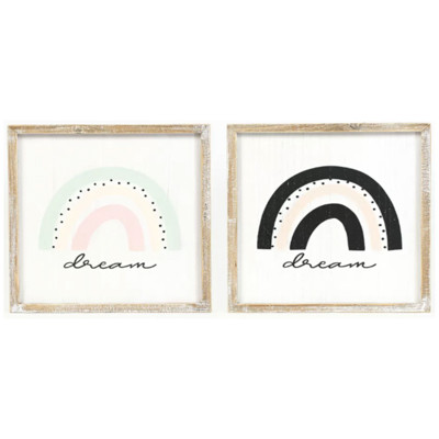 WALL SIGN 13X13X1.5 DREAM RAINBOW REVERSIBLE WOOD (24.00)