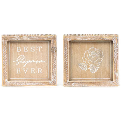 WALL SIGN 6X6X1.5 STEPDAD/ROSE REVERSIBLE WOOD (16.00)
