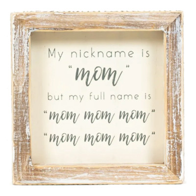 WALL SIGN 5X5X1.5 NICKNAME WOOD (10.00)