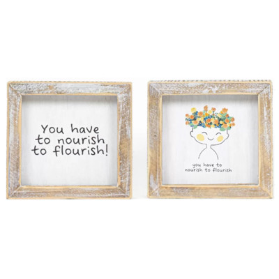 WALL SIGN 5X5X1.5 NOURISH TO FLOURISH (10.00)