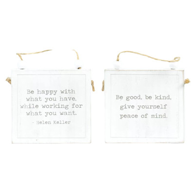 WALL SIGN 4X4X1 PEACE/WANT REVERSIBLE WOOD (8.00)