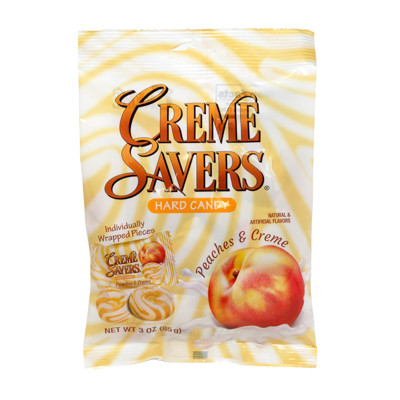 CREME SAVERS PEACHES & CREME 3 OZ PEG BAG