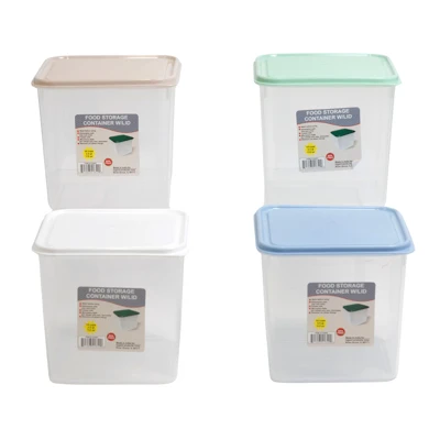 FOOD STORAGE CONTAINER SQUARE 3.5 QT 4-LID COLORS CLEAR BOTTOM