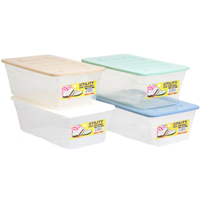 SHOE BOX 13 X 7.75 X 4.5 6-QT CLEAR BOTTOM/4 COLOR LIDS IN PDQ #PRIME SHOE BOX