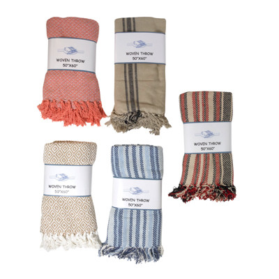 WOVEN THROW 50X60 RANDOM COLORS/STYLES TO THE CASE - REF #00088