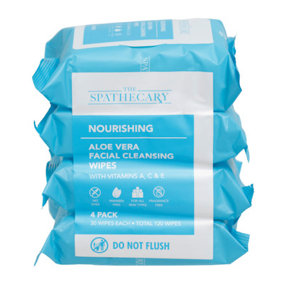 FACIAL WIPES 4/30CT NOURISHING ALOE VERA CLEANSING WIPES SPATHECARY NO ONLINE SALES