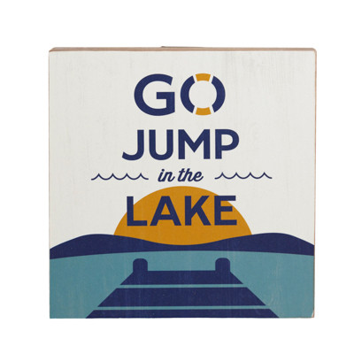WALL DECOR STANDING 6X6X1.25 JUMP IN LAKE MDF WOOD HANGING