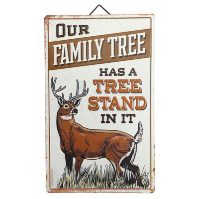WALL DECOR SIGN 6X9.75 FAMILY TREE HAS A TREE STAND BUCK METAL HANGING