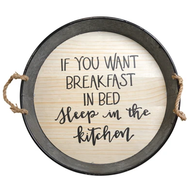 TRAY 19.5X3 IN BED METAL/WOOD/ROPE