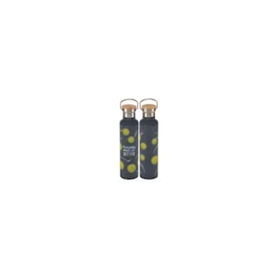 INSULATED BOTTLE 25OZ 2.75X11.25 PICKLEBALL STAINLESS STEEL/BAMBOO
