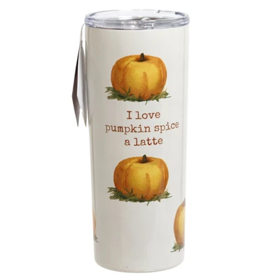 TUMBLER 20OZ 3X7.75 PUMPKIN LATTE STAINLESS STEEL/PLASTIC