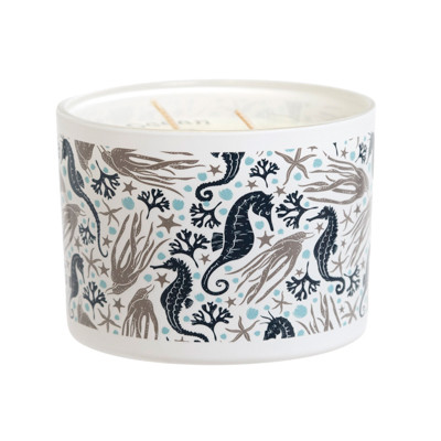 CANDLE 14OZ 4.5X3.25 SEA CREATURES OCEAN SOY WAX/GLASS/COTTON