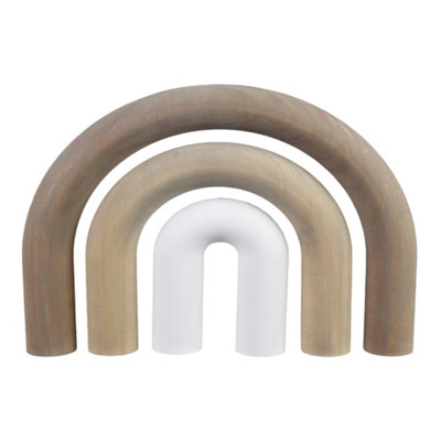 TABLETOP DECOR 3PC SET MODERN ORGANIC WOOD 11.4X1.5X9