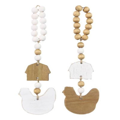 WALL DECOR 2AST BLESSING BEAD HANGER BARN/CHICKEN WOOD 2.85X0.55X8.8