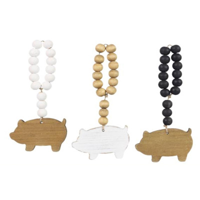WALL DECOR 3AST BLESSING BEAD DOOR HANGER PIG WOOD 3.03X0.55X6.7