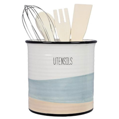 TOOL HOLDER W/TOOLS LAKE VIBE KITCHEN CERAMIC 5.25X5.25X6